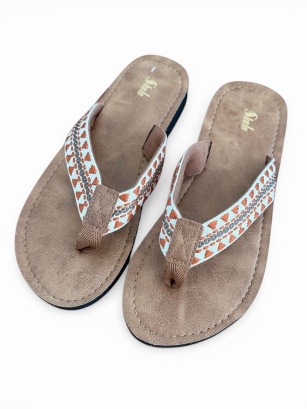 SHEIN Embroidered Strap Flip Flop Sandals NWOT